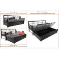 Adorn India Polar Black Metal Three Seater Sofa Cum Bed with Storage (6 x 5) (Light Grey)
