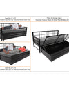 Adorn India Polar Black Metal Three Seater Sofa Cum Bed with Storage (6 x 5) (Light Grey)