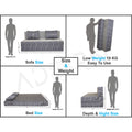 3 Seater Sofa Cum Bed Easy Poly Cotton (Blue & Grey) (6x6)