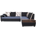 Adorn India Orlando Fabric L Shape Sofa (Black & Dark Grey)