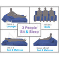 Adorn India Easy Three Seater Sofa Cum Bed Alyn 6'x 6' (Dark Blue)
