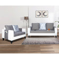 Adorn India Ashley Digitel Print Leatherette Fabric 3-2 Five Seater Sofa Set (Grey & White) (3 Year Warranty)