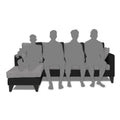 Adorn India Denver L Shape 5 Seater Sofa Set LHS (Grey & Black) (3 Year Warranty)