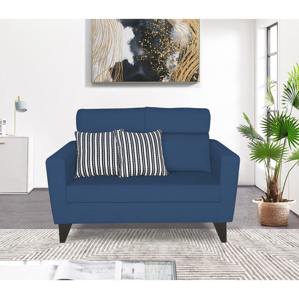 Adorn India Cardello 2 Seater Sofa (Blue) (3 Year Warranty)
