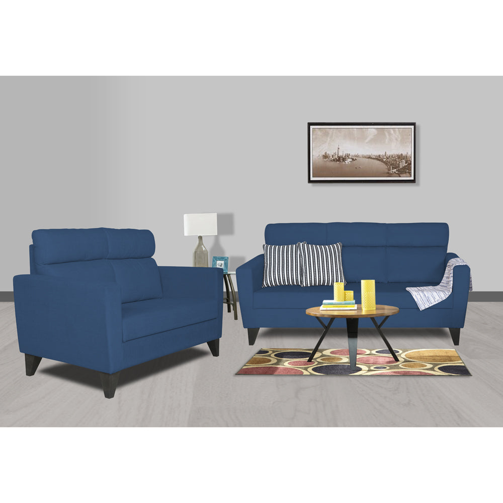 Adorn India Cardello 3-2 Five Seater Sofa Set (Blue) (3 Year Warranty)