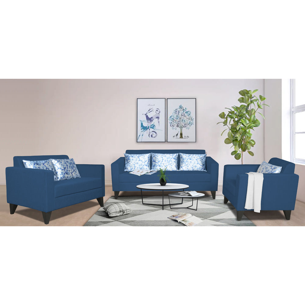Adorn India Bladen 3-2-1 Six Seater Sofa Set (Blue)