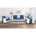 Adorn India Ashley Digitel Print Leatherette Fabric 3-2-1 Six Seater Sofa Set (Blue & White) (3 Year Warranty)