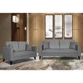 Adorn India Hector Stripes 3+2 5 Seater Sofa Set (Grey) Martin Plus (3 Year Warranty)