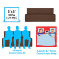 Adorn India Easy Treno 3 Seater Sofa Cum Bed Sit & Sleep Perfect for Guest, Colour Brown, 5'x6', (1 Year Warranty)
