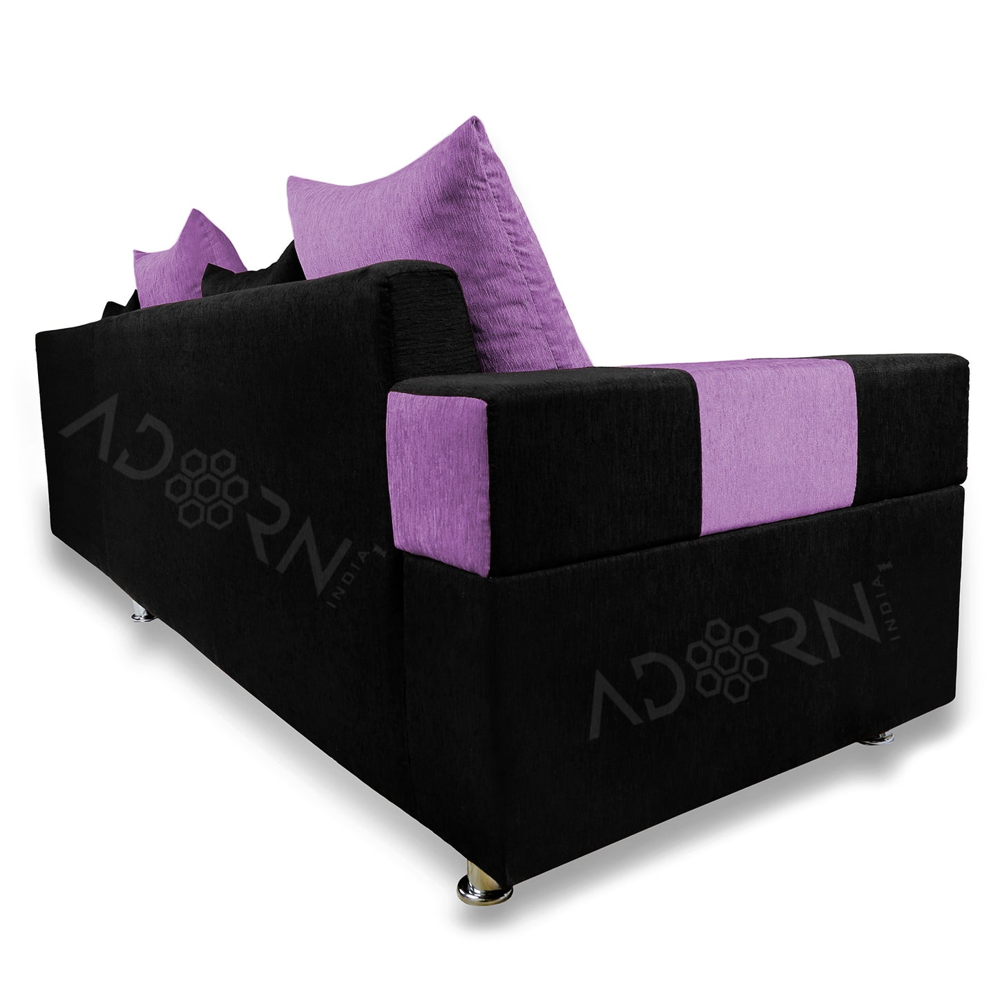 Adorn India Adillac 6 Seater Corner Sofa(Right Side)(Light Purple & Black)