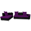 Adorn India Adillac 6 Seater Corner Sofa(Left Side Handle)(Dark Purple & Black)