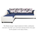 Adorn India Aliana L Shape Leatherette Fabric 6 Seater Sofa Set LHS (Blue & White) (3 Year Warranty)