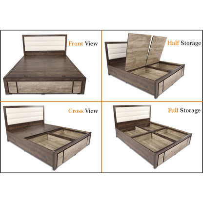 Adorn India Hypnos Engineered Box Spring Storage with Back Cushion Queen Size Bed (Matte Finish; Multi; Without Mattress)