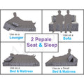 2 Seater Sofa Cum Bed Easy Poly Cotton 4x6 (Blue and Grey)