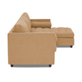 Adorn India Alexander L Shape 7 Seater Sofa Set with Ottoman Puffy RHS (Beige) (3 Year Warranty)