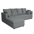 Zink Straight line L Shape 6 Seater Sofa Plain Cushion (Left Side Handle)(Grey)