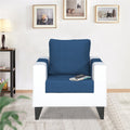 Adorn India Ashley Plain Leatherette Fabric 1 Seater Sofa (Blue & White) (3 Year Warranty)