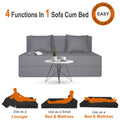 Adorn India Easy Two Seater Sofa Cum Bed Checks Design 4' x 6' (Beige)