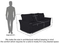 Adorn India Alexia 3 Seater Sofa(Black), Wood, Foam
