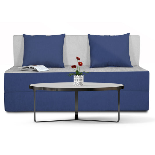 Adorn india Easy Two Seater Sofa Cum Bed  (Blue & Grey) 4'x6'