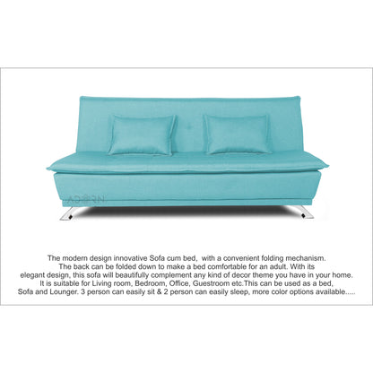 Adorn India Arden 3 Seater Sofa Cum Bed Fabric (Aqua Blue)