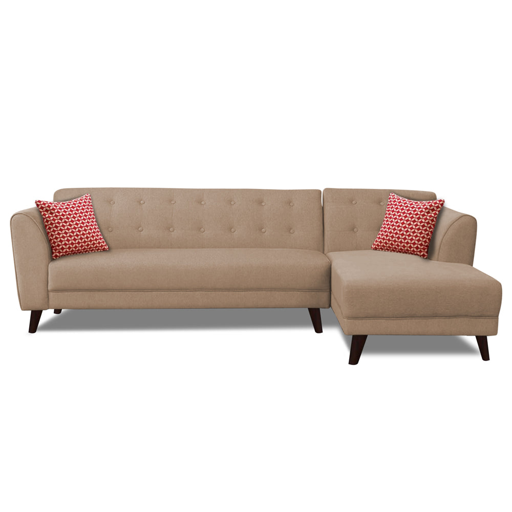 Adorn India Leaf 6 Seater Corner Sofa Right Hand Side (Beige)