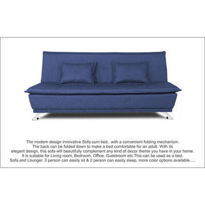 Adorn India Arden 3 Seater Sofa Cum Bed Fabric (Blue)