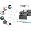 Adorn India Mclain L Shape 6 Seater Sofa (Left Side Handle)(Light Grey)