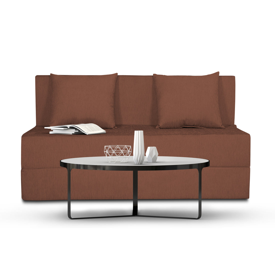 Adorn India Easy 2 Seater Sofa Cum Bed Alyn 4'x 6' (Brown) (1 Year Warranty)