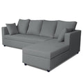 Zink Straight line L Shape 6 Seater Sofa with Plain Cushion (Grey)