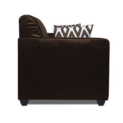 Adorn India Rio Highback Leatherette 3 Seater Sofa (Brown)