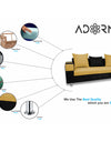 Adorn India Adillac 5 Seater Corner Sofa(Right Side)(Yellow & Black)