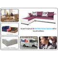 Adorn India Aliana L Shape Leatherette Fabric 6 Seater Sofa Set LHS (Dark Purple & White) (3 Year Warranty)