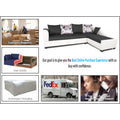 Adorn India Aliana L Shape Leatherette Fabric 6 Seater Sofa Set RHS (Dark Grey & White) (3 Year Warranty)