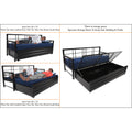 Adorn India Polar Black Metal Three Seater Sofa Cum Bed with Storage (6 x 5) (Blue)
