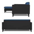 Adorn India Aladra L Shape Decent 5 Seater Sofa Set LHS (Blue & Black) (3 Year Warranty)