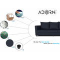 Adorn India Straight Line Three Seater Sofa(Black)