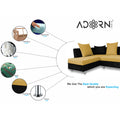 Adorn India Adillac 5 Seater Corner Sofa(Left Side Handle)(Yellow & Black)