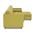 Adorn India Alexander L Shape 7 Seater Sofa Set with Ottoman Puffy RHS (Green) (3 Year Warranty)