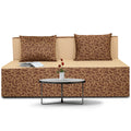 3 Seater Sofa Cum Bed Easy Poly Cotton (Brown & Beige) 5x6