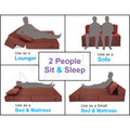 2 Seater Sofa Cum Bed Easy Poly Cotton (Maroon and Black) (4x6)