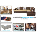 Adorn India Orlando Fabric L Shape Sofa (Brown and Beige)