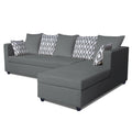 Zink Straight Line L Shape 6 Seater Sofa Set Rhombus Cushion (Right Hand Side) (Grey)