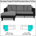 Adorn India Martin L Shape 4 Seater Sofa Set Two Tone - Left Hand Side (Grey & Black) (3 Year Warranty)