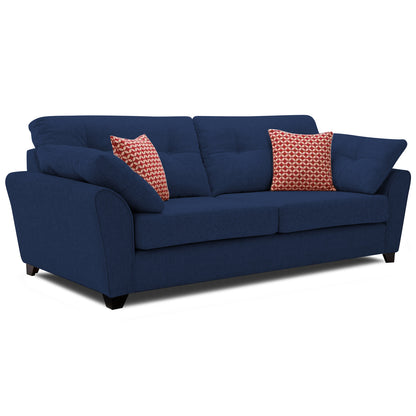Adorn India Moris 3 Seater Fabric Sofa (Blue)