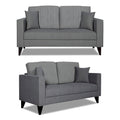 Adorn India Hector Stripes 3+2 5 Seater Sofa Set (Grey) Martin Plus (3 Year Warranty)