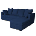 Adorn India Zink Straight line L Shape 6 Seater Sofa Plain Cushion (Blue)