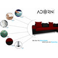 Adorn India Adillac 5 Seater Corner Sofa (Maroon & Black)