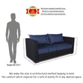 3 Seater Sofa Cum Bed Exclusive Two Tone Straight Line (Blue & Black)