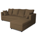 Zink Straight line L Shape 6 Seater Sofa Plain Cushion(Camel)
